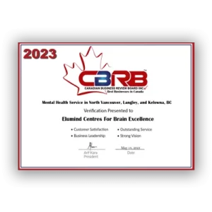 2023 CBRB Inc. Elumind Centres For Brain Excellence Certificate